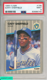 1989 FLEER GARY SHEFFIELD #196 BREWERS ROOKIE RC PSA 9 MINT 60688740