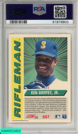1991 SCORE KEN GRIFFEY JR #697 SEATTLE MARINERS HOF PSA 9 MINT 61876803