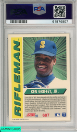 1991 SCORE KEN GRIFFEY JR #697 SEATTLE MARINERS HOF PSA 9 MINT 61876807