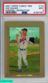2007 TOPPS TURKEY RED CHROME JOE MAUER #147 REFRACTOR 367 OF 999 PSA 9 MINT 61607907