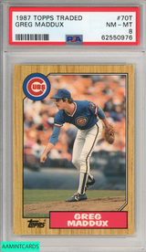 1987 TOPPS TRADED GREG MADDUX #70T ROOKIE RC CHICAGO CUBS HOF PSA 8 NM-MT 62550976
