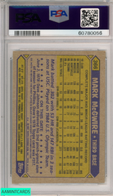 1987 TOPPS MARK MCGWIRE #366 OAKLAND ATHLETICS PSA 8 NM-MT 60780056