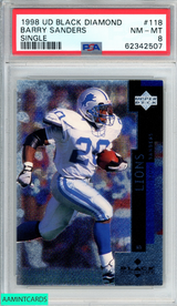 1998 UPPER DECK BLACK DIAMOND BARRY SANDERS #118 SINGLE LIONS HOF PSA 8 NM-MT 62342507
