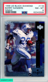 1998 UPPER DECK BLACK DIAMOND BARRY SANDERS #118 SINGLE LIONS HOF PSA 8 NM-MT 62342508
