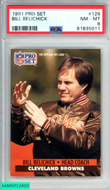 1991 PRO SET BILL BELICHICK #126 ROOKIE RC CLEVELAND BROWNS PSA 8 NM-MT 61835011