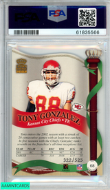 2002 PACIFIC CROWN ROYALE TONY GONZALEZ #68 RED 322 OF 525 CHIEFS PSA 8 NM-MT 61835566