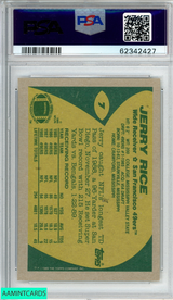 1989 TOPPS JERRY RICE #7 SAN FRANCISCO 49ERS HOF PSA 8 NM-MT 62342427