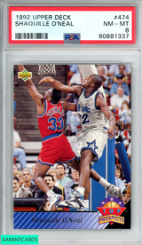 1992 UPPER DECK SHAQUILLE ONEAL #474 ROOKIE RC ORLANDO MAGIC HOF PSA 8 NM-MT 60881337
