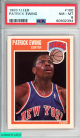 1989 FLEER PATRICK EWING #100 NEW YORK KNICKS HOF PSA 8 NM-MT 60902394