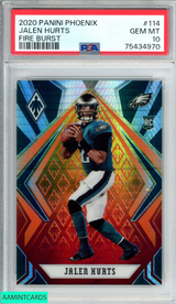 2020 PANINI PHOENIX JALEN HURTS #114 FIRE BURST ROOKIE RC PSA 10 GEM MT 75434970