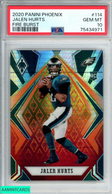 2020 PANINI PHOENIX JALEN HURTS #114 FIRE BURST ROOKIE RC PSA 10 GEM MT 75434971