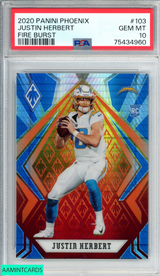 2020 PANINI PHOENIX JUSTIN HERBERT #103 FIRE BURST ROOKIE RC PSA 10 GEM MT 75434960