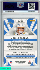 2020 PANINI PHOENIX JUSTIN HERBERT #103 FIRE BURST ROOKIE RC PSA 10 GEM MT 75434960