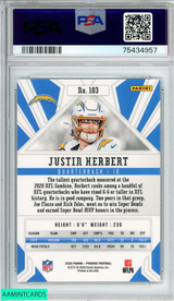 2020 PANINI PHOENIX JUSTIN HERBERT #103 FIRE BURST ROOKIE RC PSA 10 GEM MT 75434957