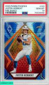 2020 PANINI PHOENIX JUSTIN HERBERT #103 FIRE BURST ROOKIE RC PSA 10 GEM MT 75434956