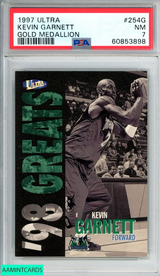 1997 ULTRA KEVIN GARNETT #254G GOLD MEDALLION TIMBERWOLVES HOF PSA 7 NM 60853898