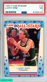 1989 FLEER STICKER LARRY BIRD #10 BOSTON CELTICS HOF PSA 7 NM 61639159