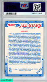 1989 FLEER STICKER LARRY BIRD #10 BOSTON CELTICS HOF PSA 7 NM 60902476
