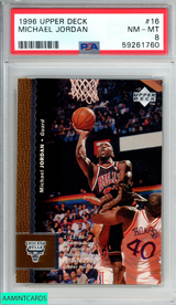 1996 UPPER DECK MICHAEL JORDAN #16 CHICAGO BULLS HOF PSA 8 NM-MT 59261760