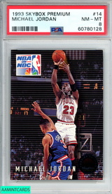 1993 SKYBOX PREMIUM MICHAEL JORDAN #14 CHICAGO BULLS HOF PSA 8 NM-MT 60780128