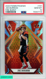 2020 PANINI PHOENIX JOE BURROW #101 FIRE BURST ROOKIE RC PSA 10 GEM MT 76997716