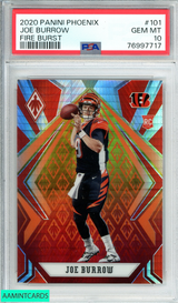 2020 PANINI PHOENIX JOE BURROW #101 FIRE BURST ROOKIE RC PSA 10 GEM MT 76997717