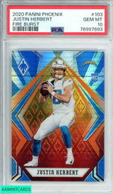 2020 PANINI PHOENIX JUSTIN HERBERT #103 FIRE BURST ROOKIE RC PSA 10 GEM MT 76997693