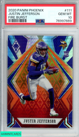 2020 PANINI PHOENIX JUSTIN JEFFERSON #111 FIRE BURST ROOKIE RC PSA 10 GEM MT 76997669