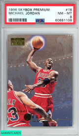 1996 SKYBOX PREMIUM MICHAEL JORDAN #16 CHICAGO BULLS HOF PSA 8 NM-MT 60881108