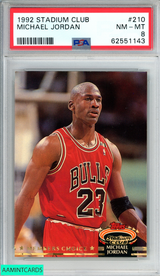 1992 STADIUM CLUB MICHAEL JORDAN #210 CHICAGO BULLS HOF PSA 8 NM-MT 62551143