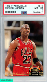 1992 STADIUM CLUB MICHAEL JORDAN #210 CHICAGO BULLS HOF PSA 8 NM-MT 60874820