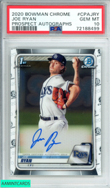 2020 BOWMAN CHROME JOE RYAN #CPAJRY PROSPECT AUTOGRAPHS RC PSA 10 GEM MT 72188499