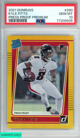 2021 PANINI DONRUSS KYLE PITTS #260 PRESS PROOF PREMIUM ROOKIE RC PSA 10 GEM MT 77209935