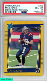 2021 PANINI DONRUSS MAC JONES #255 PRESS PROOF PREMIUM ROOKIE RC PSA 10 GEM MT 77209966