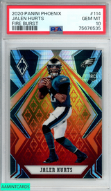 2020 PANINI PHOENIX JALEN HURTS #114 FIRE BURST ROOKIE RC EAGLES PSA 10 GEM MT 75676535
