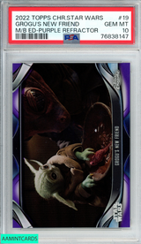 2022 TOPPS CHROME STAR WARS MANDALORIAN GROGUS NEW FRIEND #19 PURPLE OF75 PSA 10 76838147