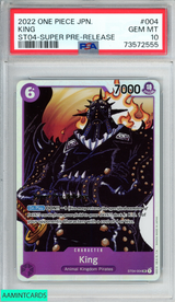 2022 ONE PIECE JAPANESE KING #004 ST04 SUPER PRE-RELEASE PSA 10 GEM MT 73572555