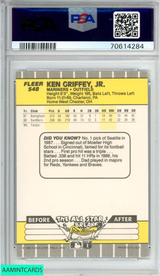 1989 FLEER KEN GRIFFEY JR  #548 ROOKIE RC SEATTLE MARINERS HOF PSA 9 MINT 70614284