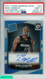 2017 PANINI DONRUSS OPTIC BAM ADEBAYO #187 AUTO-HOLO RC PSA 9 AUTO 10 GEM MINT 62086437