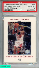 1999 UPPER DECK MJ MASTER COLL MICHAEL JORDAN #XII 91-92 SEASON OF 500 PSA 10 41180874