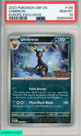2023 POKEMON OBF EN-OBSIDIAN FLAMES UMBREON #130 EUROPE EXCLUSIVE PSA 10 92894386