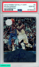 2012 PANINI TOTALLY CERTIFIED AUTOGRAPHS KEVIN DURANT #6 45 OF 49 POP 1! PSA 10 87382223