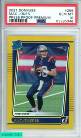 2021 PANINI DONRUSS MAC JONES #255 PRESS PROOF PREMIUM ROOKIE RC PSA 10 GEM MT 63985346