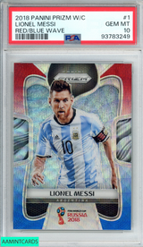 2018 PANINI PRIZM WORLD CUP LIONEL MESSI #1 RED BLUE WAVE PSA 10 GEM MT 93783249