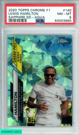 2020 TOPPS CHROME F1 LEWIS HAMILTON #140 SAPPHIRE ED-AQUA 79 OF 99 PSA 8 NM-MT 64503860