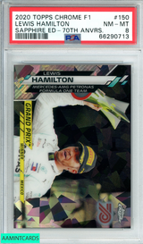 2020 TOPPS CHROME F1 LEWIS HAMILTON #150 SAPPHIRE ED-70TH ANVRS 14 OF 70 PSA 8 66290713
