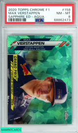 2020 TOPPS CHROME F1 MAX VERSTAPPEN #158 SAPPHIRE ED-AQUA 91 OF 99 PSA 8 NM-MT 68862473