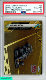 2020 TOPPS CHROME FORMULA 1 LEWIS HAMILTON #21 70TH ANNIVERSARY GOLD PSA 10 75772790