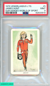 1979 VENORLANDUS LTD OUR HEROES WORLD OF SPORT JAMES HUNT #5 ROOKIE PSA 9 MINT 82833919