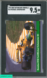 1992 GRID MOTORCARD FORMULA 1 MICHAEL SCHUMACHER #18 ROOKIE RC SGC 9.5 MINT+ 5052682